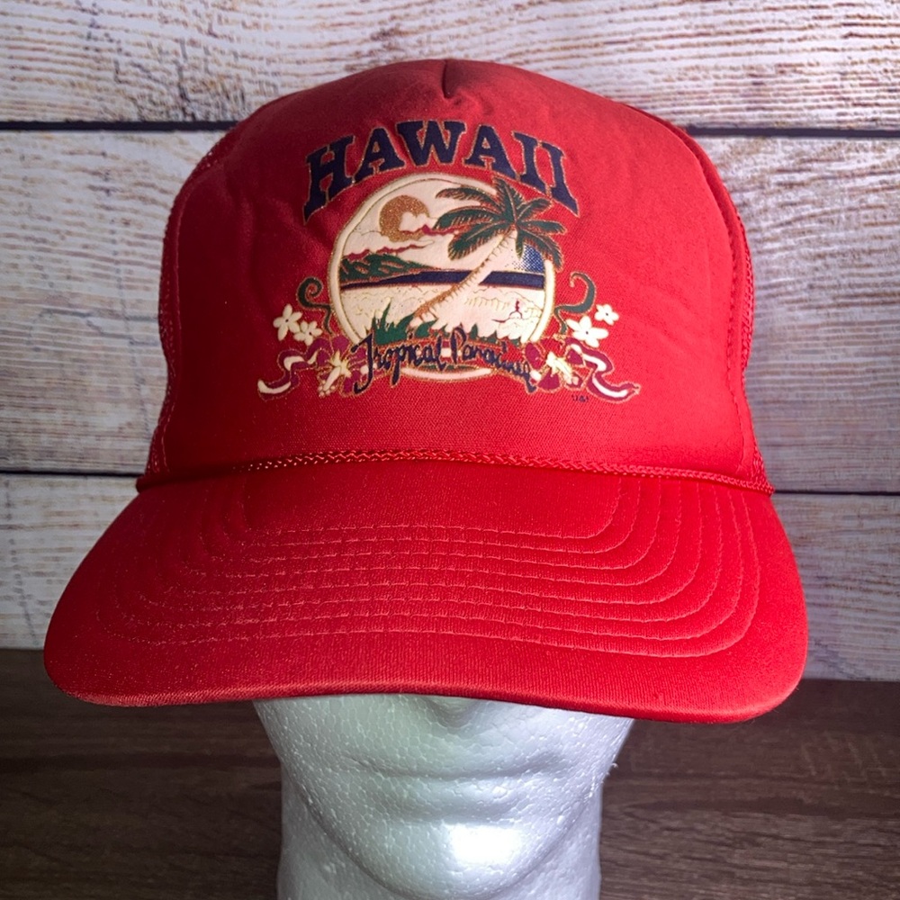 EUC Vintage Nissin Red Hawaii Trucker Hat